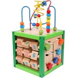 Edukacyjna KOSTKA DREWNIANA Manipulacyjna SORTER Montessori 5w1
