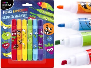 KIDEA Zapachowe PISAKI Dwustronne 6 kol FLAMASTRY