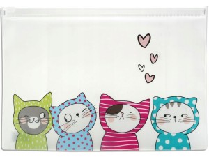 TECZKA Plastikowa z SUWAKIEM A5 SO MANY CATS KOT