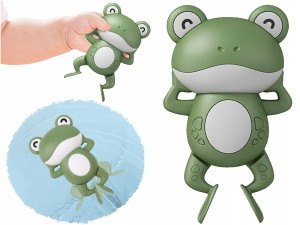 Zabawka do Kąpieli WANNY NAKRĘCANA ŻABKA Pływająca PLUSKAJĄCA Żaba