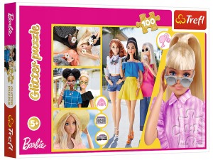 TREFL Puzzle GLITTER Brokatowa BARBIE 100 elementów brokatowe puzzle
