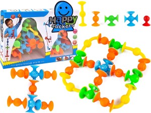 Silikonowe Klocki PRZYSSAWKI KONSTRUKCYJNE 35 el. Kolorowe Miękkie do wody