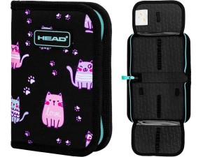 HEAD PIÓRNIK Dwuklapkowy jednokomorowy Szkolny KOEK Kotki CZARNY KOT Puszin