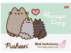 PUSHEEN Szkolny BLOK TECHNICZNY A4 The CAT BIAŁY 10 arkuszy 190 g/m² KOT