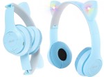 SŁUCHAWKI BEZPRZEWODOWE NAUSZNE BLUETOOTH DLA DZIECI kotek USZY LED Radio