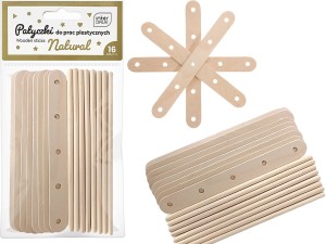 INTERDRUK Naturalne Drewniane PATYCZKI do PRAC Plastycznych 16 sztuk DIY