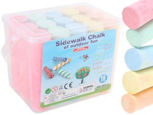 KREDA CHODNIKOWA JUMBO w Pudełku 15 sztuk Kolorowa Gruba