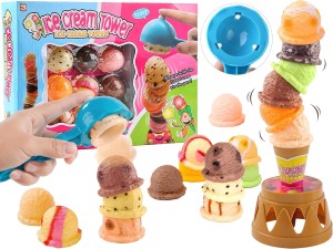 Zręcznościowa Gra LODOWA WIEŻA Lodziarnia Lody Gałki Rożek piramidka klocki