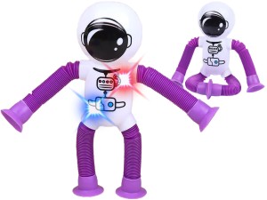 TELESKOPOWA Przyssawka ASTRONAUTA Figurka SPRĘŻYNKA Świeci LED Sprężynowa