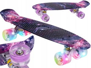 Świecąca DESKOROLKA FISZKA Koła LED Deska Rybka DLA DZIECI 56CM SPACE ABEC7