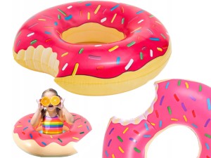 DMUCHANE KOŁO DO Pływania PĄCZEK DONUT Kolorowy MATERAC DLA DZIECI