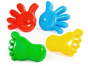 FOREMKI DŁONIE RĘCE STOPY do Piasku piaskownicy plażę zestaw 4 szt POLESIE