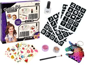 BROKATOWE TATUAŻE Zestaw do Robienia TATUAŻY Z BROKATEM Szablony Naklejki