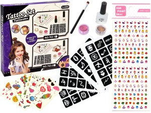 BROKATOWE TATUAŻE Zestaw do Robienia TATUAŻY Z BROKATEM Szablony Naklejki