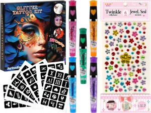 Zestaw do Robienia TATUAŻY Z BROKATEM Szablony BROKATOWE TATUAŻE Naklejki