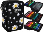COOLPACK Potrójny Piórnik z Wyposażeniem JUMPER 3 Daisy Black TRZYKOMOROWY