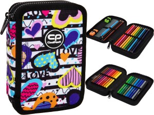 COOLPACK Podwójny PIÓRNIK Szkolny z Wyposażeniem JUMPER 2 Diary Serca Love