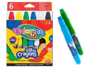 COLORINO Miękkie WYKRĘCANE Żelowe KREDKI w SZTYFCIE 6 kolorów świecowe