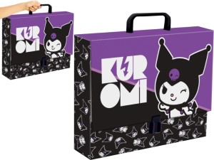 KUROMI Czarna SZKOLNA Teczka XL z RĄCZKĄ Sztywna A4 GRUBA 9 cm Hello Kitty