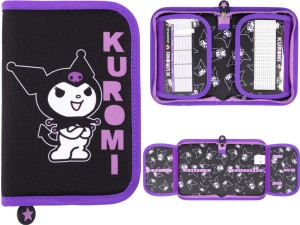 KUROMI Black PIÓRNIK Szkolny Dwuklapkowy ROZKŁADANY Hello KITTY Majewski