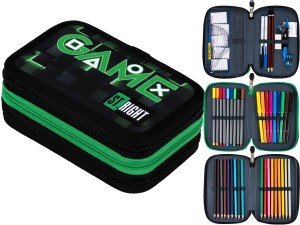 ST.RIGHT Potrójny PIÓRNIK Szkolny Trzykomorowy z WYPOSAŻENIEM Green Game