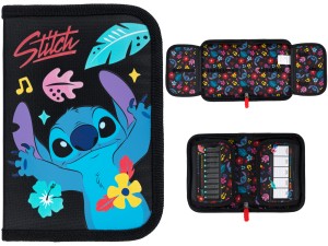 STITCH i Lilo PIÓRNIK Szkolny Dwuklapkowy ROZKŁADANY Black ALOHA