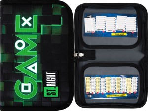 ST.RIGHT Szkolny PIÓRNIK Dwuklapkowy ROZKŁADANY Green Game Gamer
