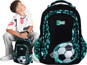 ST.RIGHT PLECAK Szkolny 3-komorowy TORNISTER FOOTBALL DLA CHŁOPCA 1-3 PIŁKA