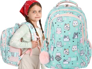 ST.RIGHT PLECAK Szkolny BP26 TORNISTER DLA DZIEWCZYNKI KLASA 1-3 KOT KOTKI