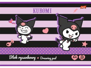 KUROMI Szkolny Blok RYSUNKOWY A4 BIAŁY 20 Kartek 80g HELLO KITTY