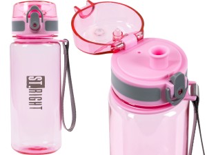 ST.RIGHT Szkolny BIDON na Wodę Butelka do Picia TRITAN PINK&GREY 500ml 0,5L