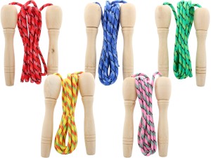 Drewniana Kolorowa SKAKANKA SZNURKOWA DLA DZIECI Drewniany Uchwyt