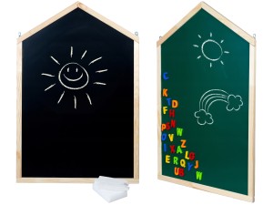 Drewniana Duża TABLICA DWUSTRONNA Kredowa Magnetyczna DOMEK do Zawieszenia
