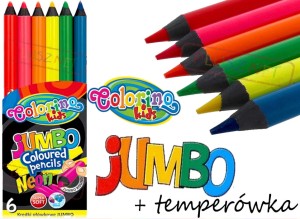 COLORINO NEONOWE KREDKI OŁÓWKOWE okrągłe  6 kolorów JUMBO
